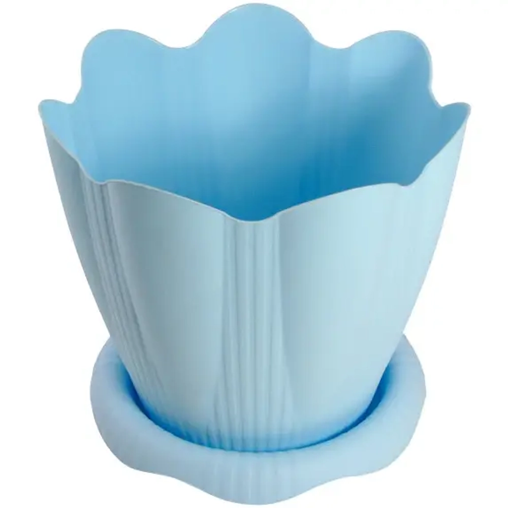 Горшок для цветов пластиковый 1,5л d-16см «Эдельвейс» с поддоном микс С191К