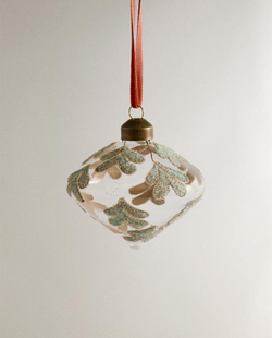 ZARA HOME БЛЕСТЯЩЕЕ ЕЛОЧНОЕ УКРАШЕНИЕ «ЮЛА», ЗЕЛЕНЫЙ