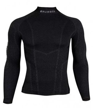 Мужская терморубашка BRUBECK Wool Merino 61% LS10510, чёрная
