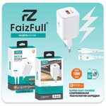 Зарядное устройство FaizFull FC120 18W QC3.0 3A USB + кабель Type-C White