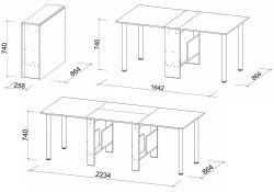 Стол-книжка СтК22 223,4х86,4х74 белый