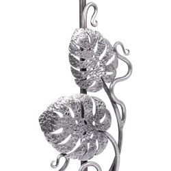 Настольная лампа Monstera Deliciosa (Монстера) Айс Античное серебро с абажуром Сити Белый