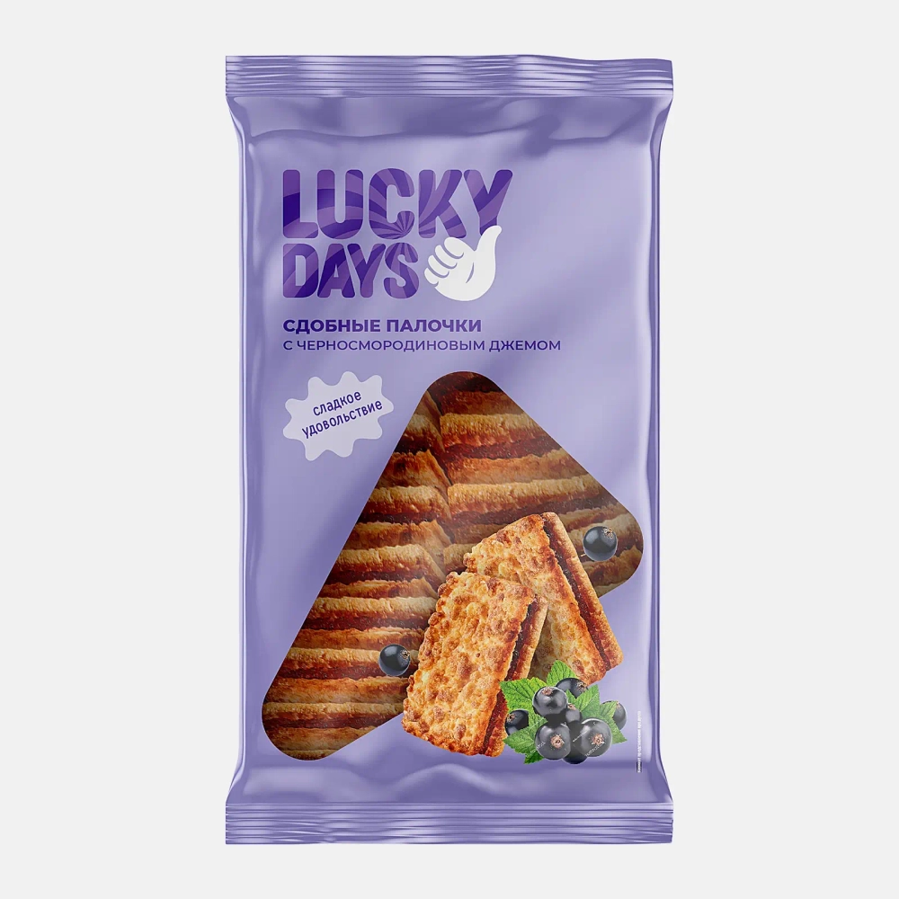 Сдобные палочки с джемом Черная смородина Lucky Days 370г