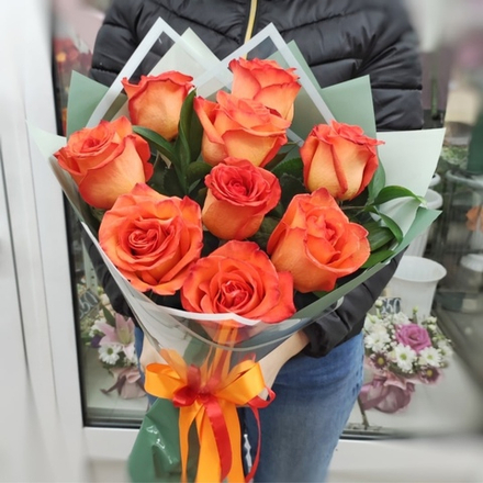 Букет из 9 роз сорта "Coffee Break"