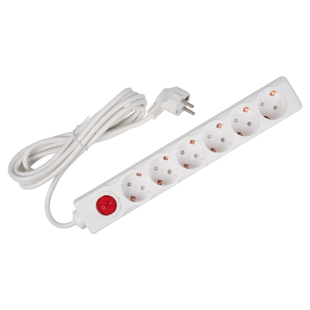 S-GCD6-3B Удлинитель Uniel серии Стандарт. с-з. 6 гн.. шнур 3 м. выкл.