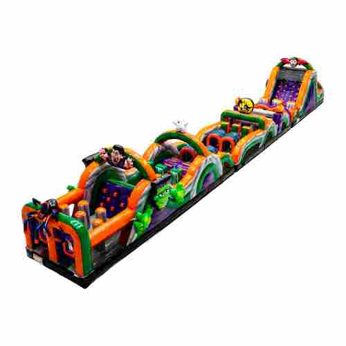 Коммерческая надувная полоса препятствий «Монстры», 35×3,5×4 м