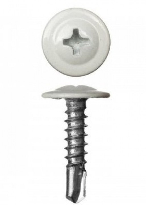 Саморез 4.2х19 с прессшайбой сверло цинк RAL 9003 белый