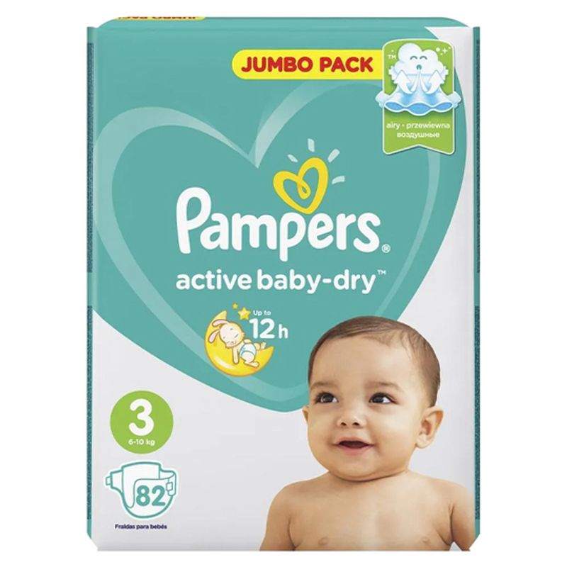 Подгузники детские одноразовые Pampers active baby-dry 3 6-10 кг 82 шт/упак