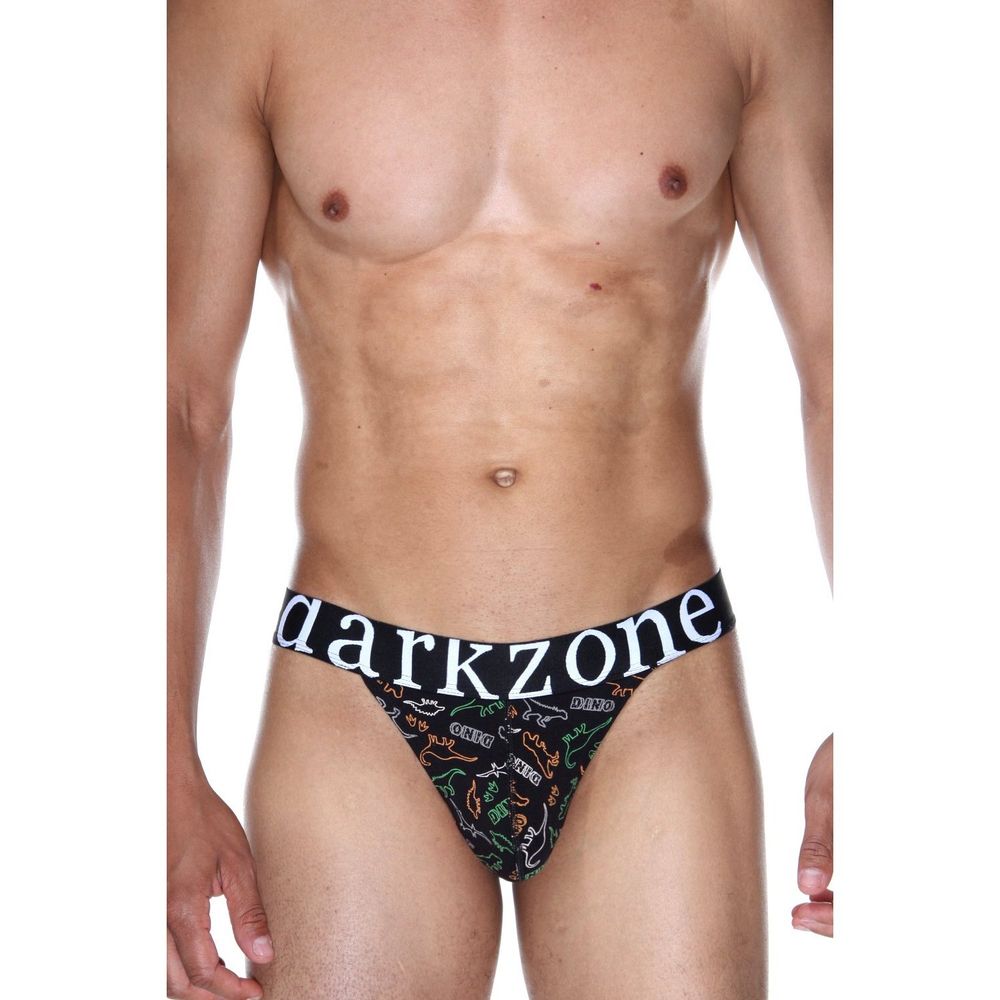 Мужские трусы танга черные с принтом DARKZONE DZN6184
