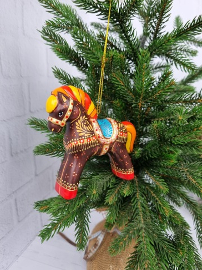 Лошадка Кантри ёлочная игрушка из фарфора