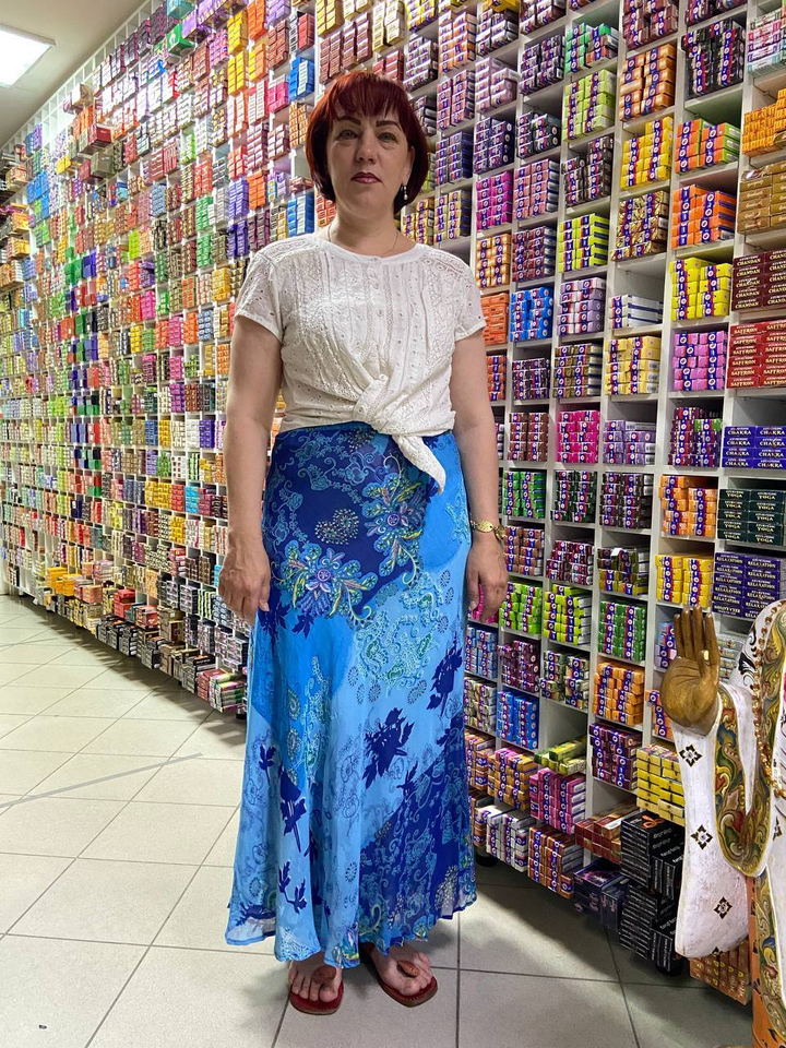 Юбка двухсторонняя на резинке, Креп-жоржет, длина 95 см, free size (44-54) 160887