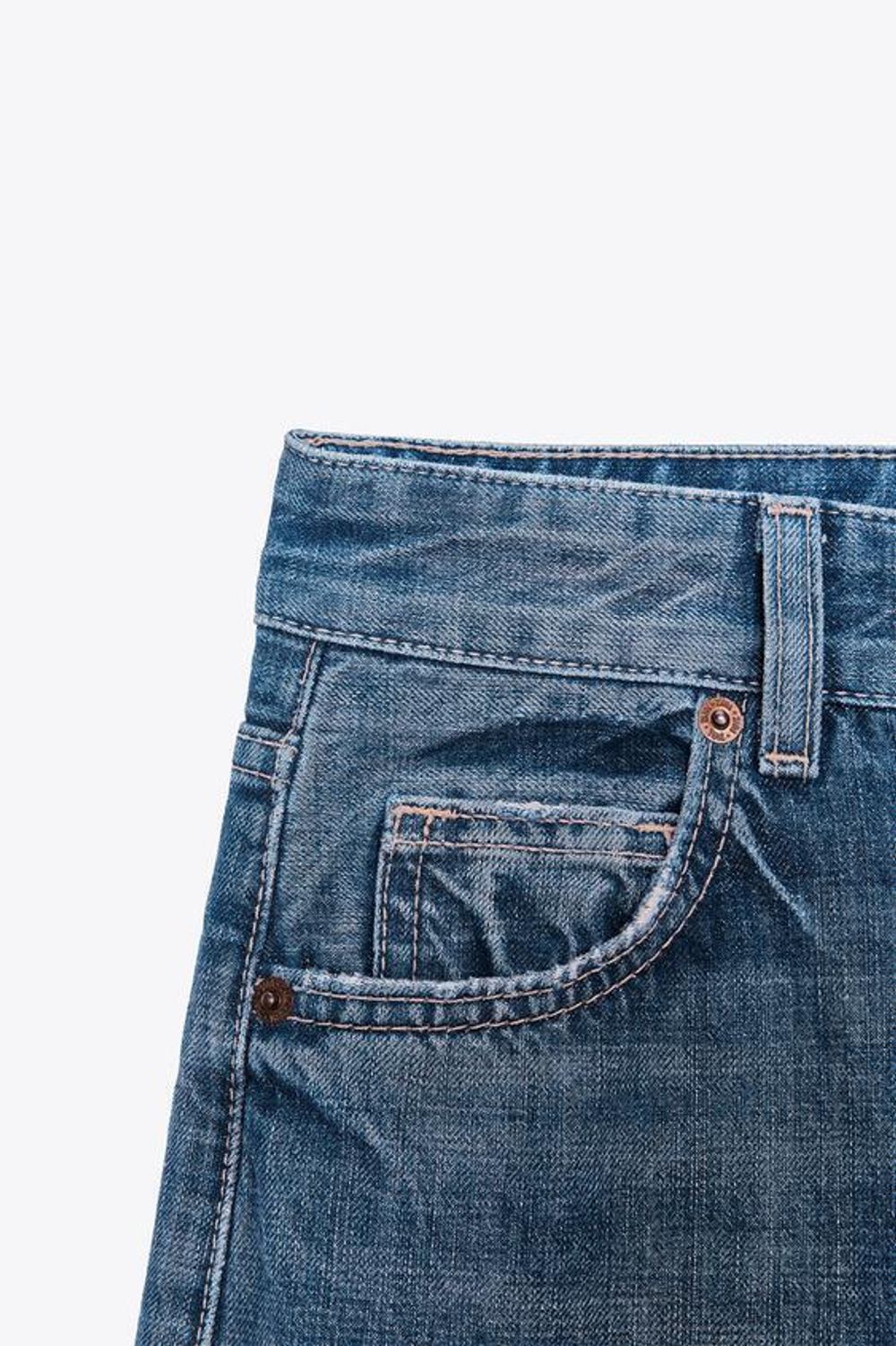 ZARA ДЖИНСЫ TRF WIDE-LEG С ВЫСОКОЙ ПОСАДКОЙ FULL LENGTH, СИНИЙ