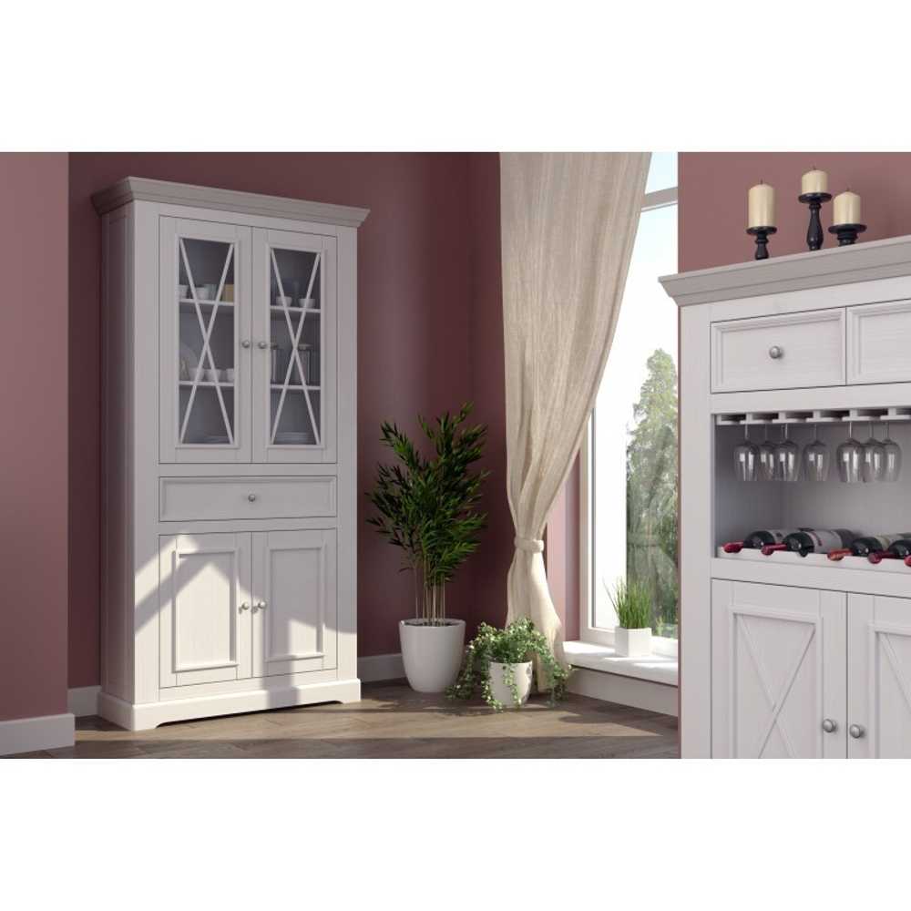 Комод-бар «Форест» 2 двери 2 ящика белый воск/антрацит