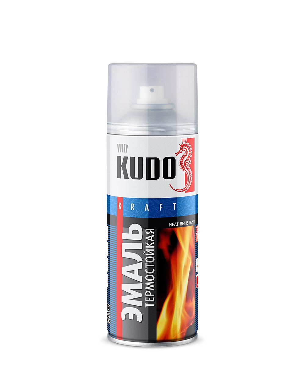 Эмаль термостойкая Kudo, черная, аэрозоль, 520 мл