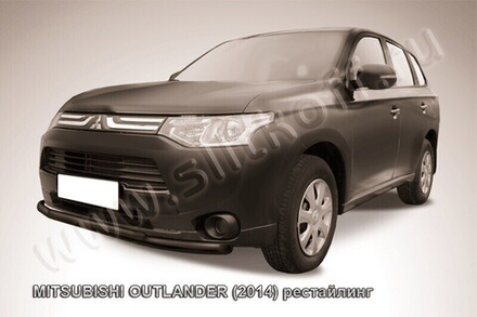 Защита переднего бампера Mitsubishi Outlander (2014-2015) d57+d42 черная