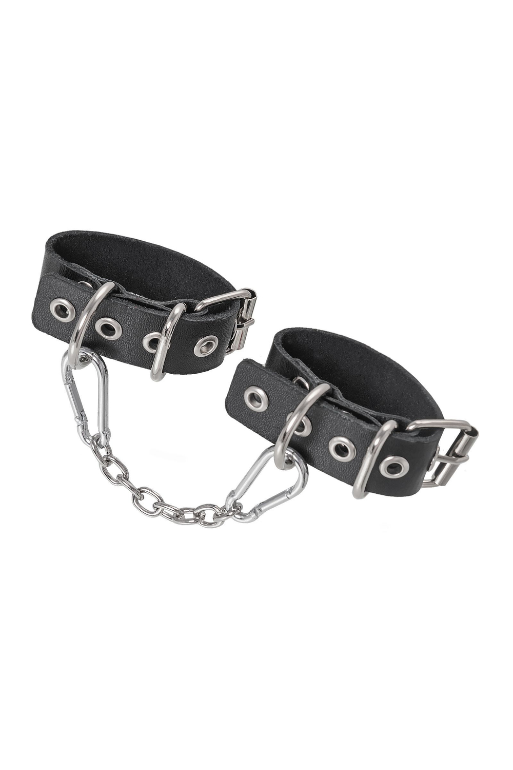 Черные кожаные наручники-браслеты из одного ремешка с люверсами
