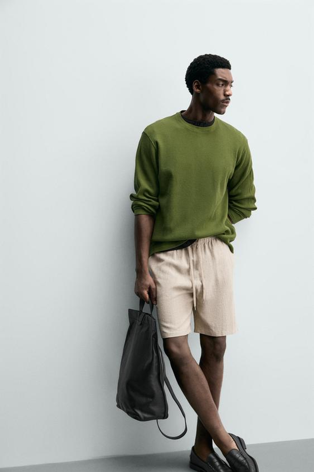 ZARA БЕРМУДЫ RELAXED FIT ИЗ ВИСКОЗЫ И ЛЬНА, СВЕТЛО-БЕЖЕВЫЙ