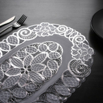 Салфетка ажурная "Лучи", овал, ПВХ, 82*40 см, цвет серебро.