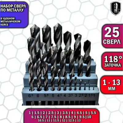 Набор сверл по металлу 25 предметов