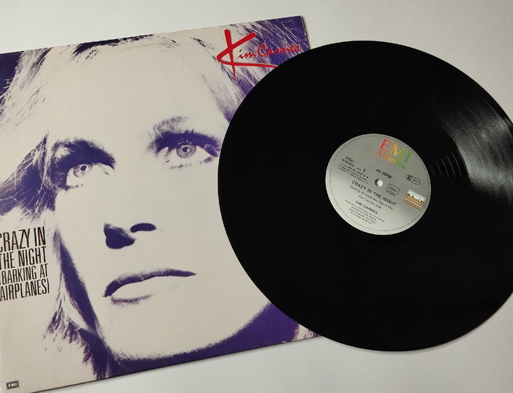 Винтажная виниловая пластинка LP Kim Carnes Crazy In The Night (Barking At Airplanes) (Germany 1985) 45 RPM, Maxi Single