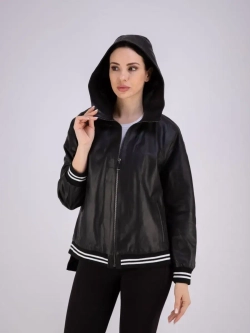 Куртка женская из натуральной кожи с капюшоном Турция