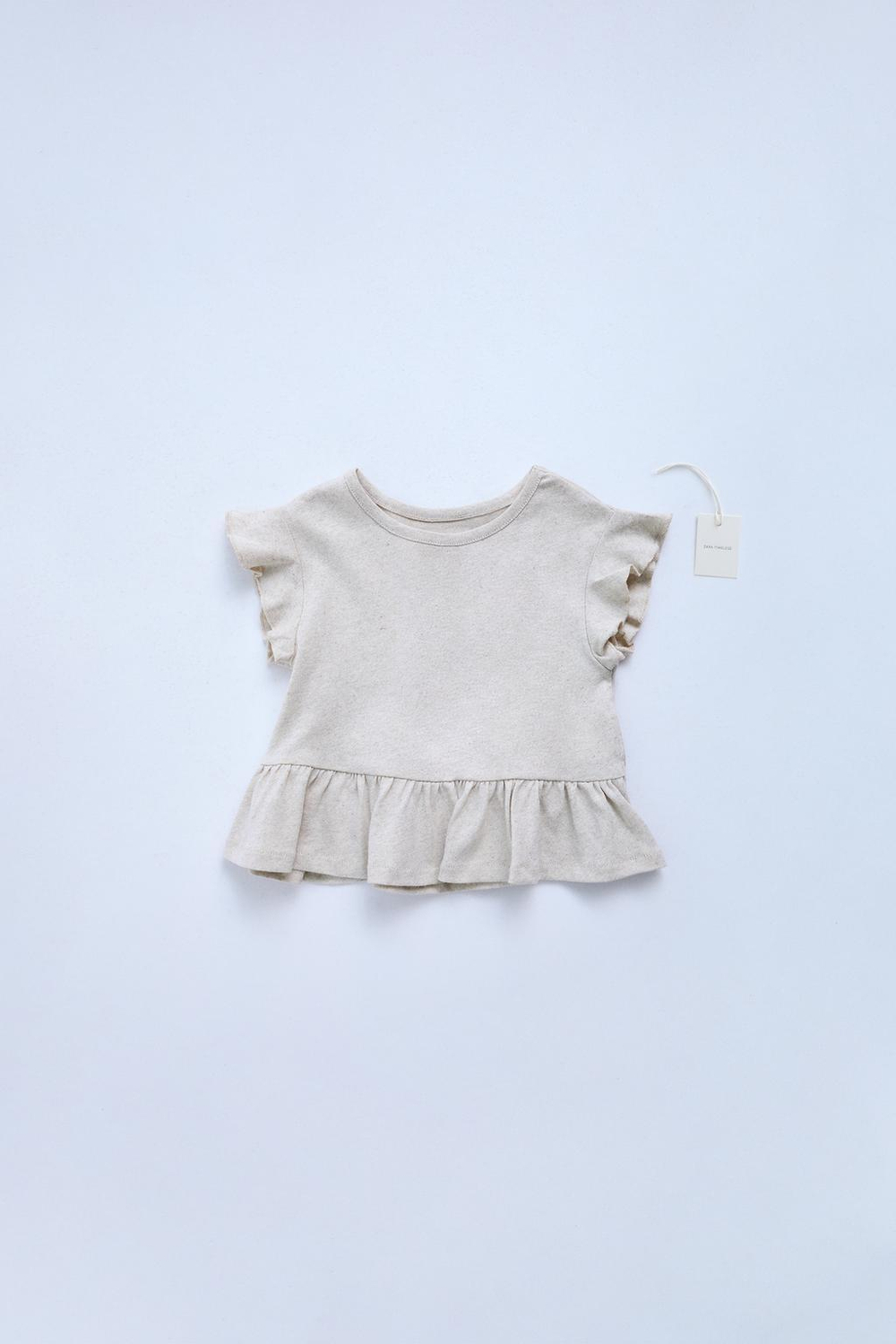 ZARA TIMELESZ - ФУТБОЛКА С БАСКОЙ, ПЕСОЧНЫЙ