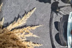 "Малага" обеденная группа на 6 персон со стульями "Марсель", каркас темно-серый, роуп темно-серый