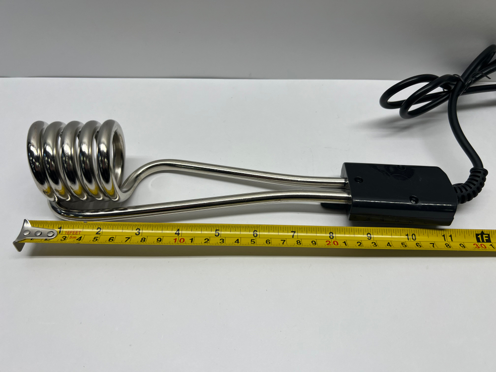 1.5 кВт / Кипятильник, Электрокипятильник, 1500 Вт, спираль пружина, индикатор, 28х6 см, 220В, черный (за 1 шт.)