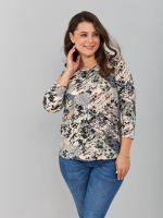 Лонгслив ЛНв-306/коллажиндиго-серыецветы