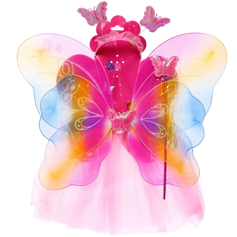 Карнавальный костюм «Волшебная сказка» (юбка,крылья,волшебная палочка,ободок)