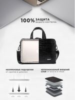 Сумка для ноутбука 15,6" и 17" с ремнем на плечо и 3 отделениями (Лакированный черный)