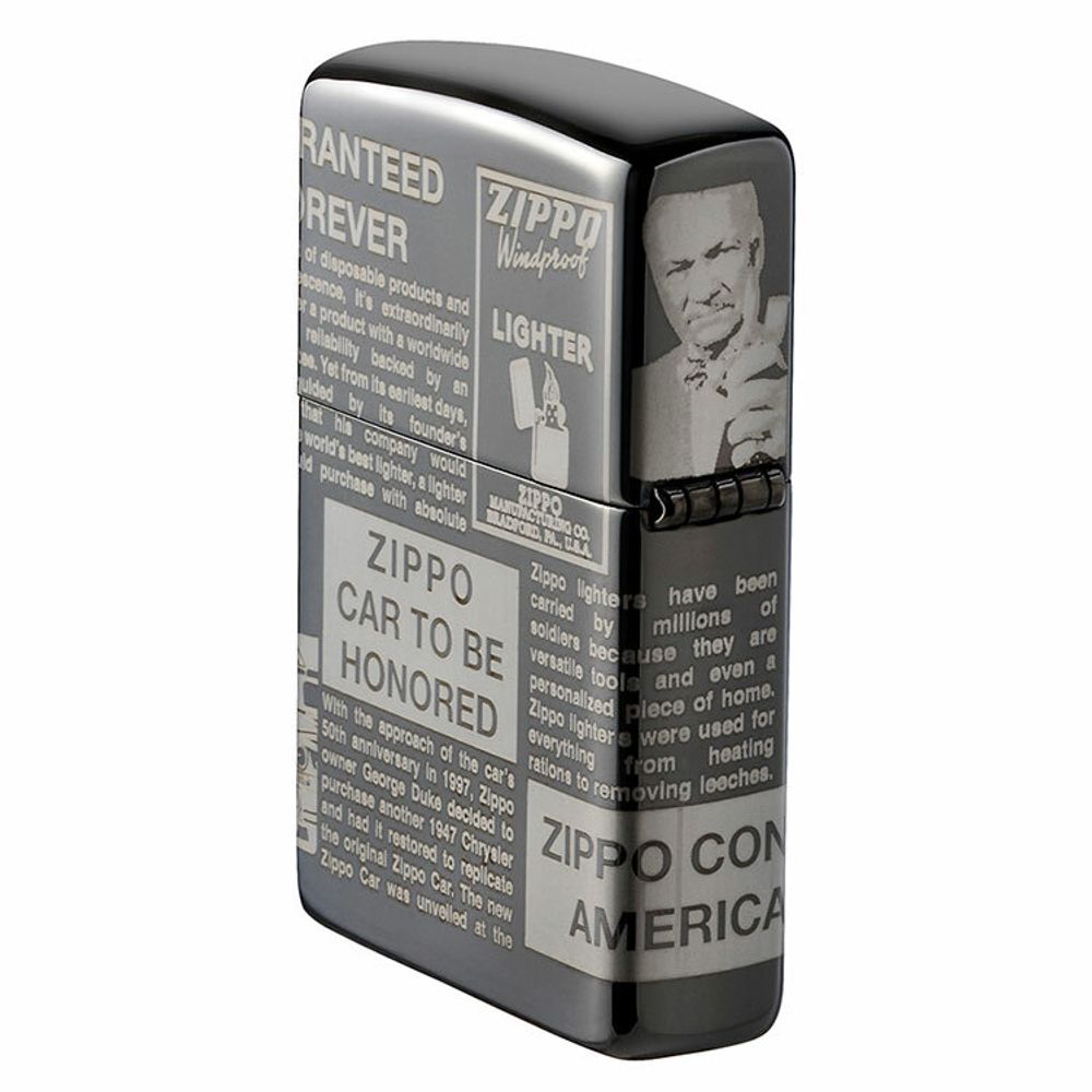 Зажигалка Zippo Classic Newsprint Design Black Ice® (49049)