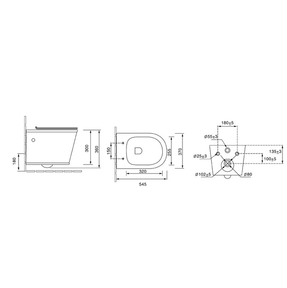 Унитаз подвесной Grossman Retro GR-4482S (545х370х360) безободковый,белый с тонкой крышкой,микролифт,1 место