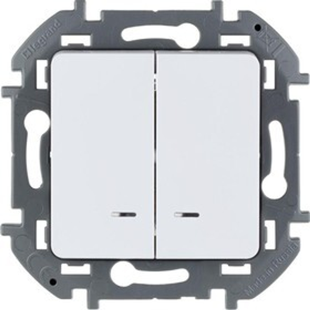 Выключатель 2-кл. Inspiria 10А IP20 250В с подсветкой/индикацией механизм бел. Legrand