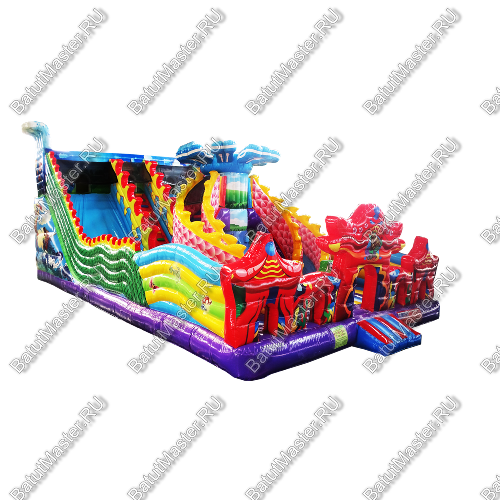 Коммерческий надувной батут "Хижина дракона", 15*8*6,3 м