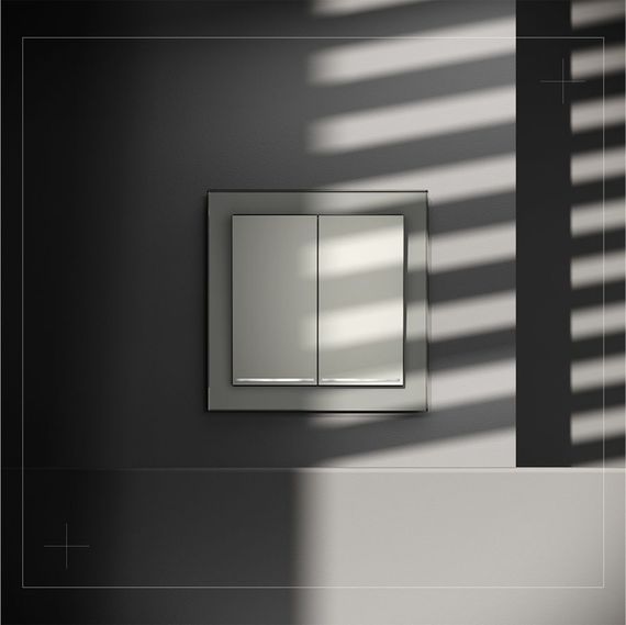 Выключатель встраиваемый Voltum S70 двухклавишный с подсветкой 10А, (сталь) VLS020205