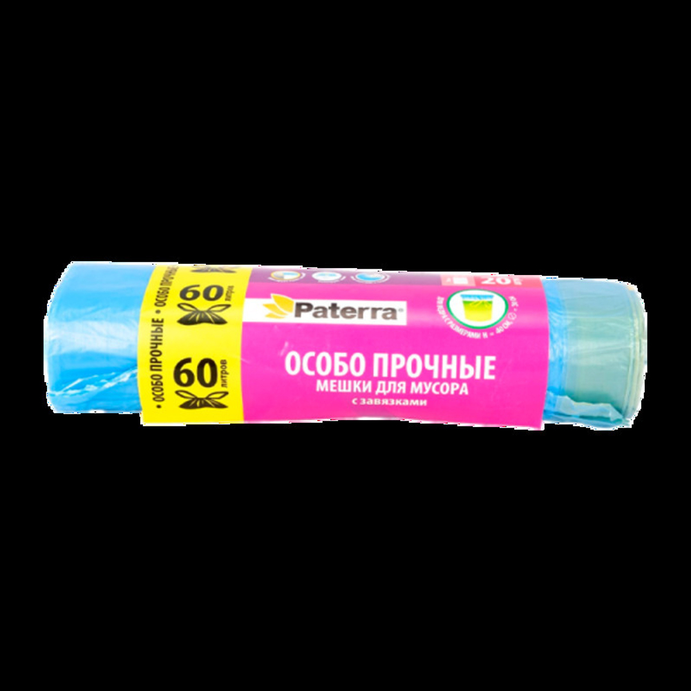 Мешок мусорный с завязками о/п 60л PATERRA