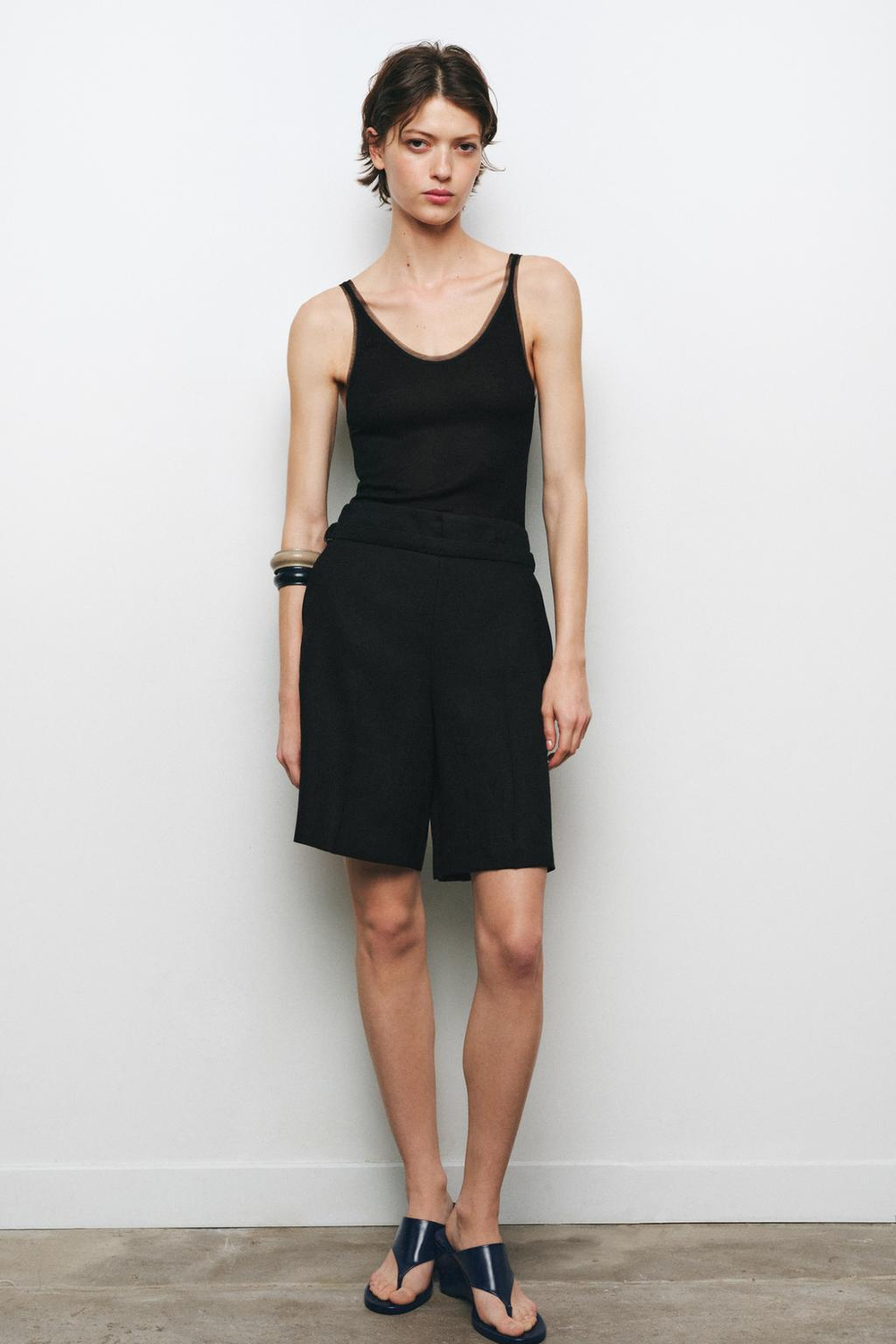 ZARA ТОП С ДЕТАЛЬЮ ИЗ ПРОЗРАЧНОЙ ТКАНИ В ТОН, ЧЕРНЫЙ