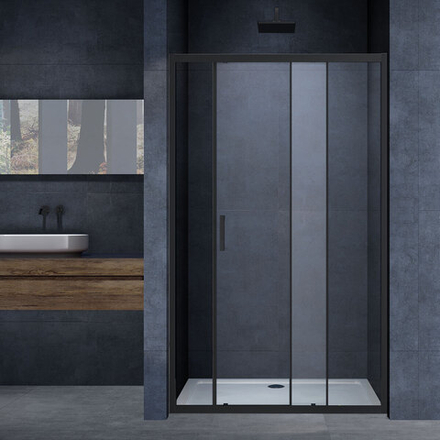 Душевая дверь Alpha VDS-3AL120CLB, 1200, черный, стекло прозрачное