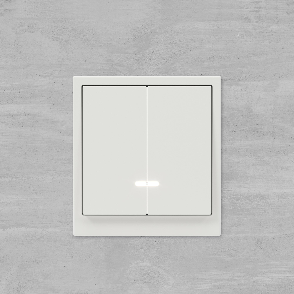 Переключатель двухклавишный с подсветкой, KANT, белый песок