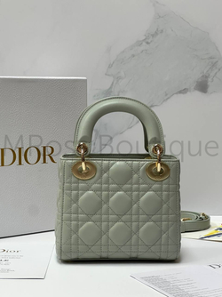 Женская сумка Lady Dior My ABC квадратная светло-серого цвета