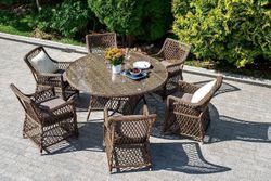 "Эспрессо" плетеный круглый стол, диаметр 150 см, цвет коричневый