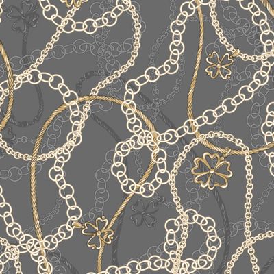 Золотые цепи, серый, ювелирный принт
