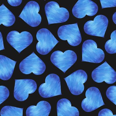 Синие сердца на черном