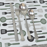 Коврик для кухонных ящиков в рулоне 60*150см "Ложки-вилки", серо-черный