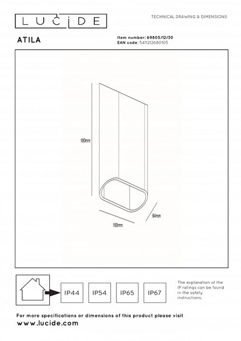 Накладной светильник Lucide Atila 2767/12/31