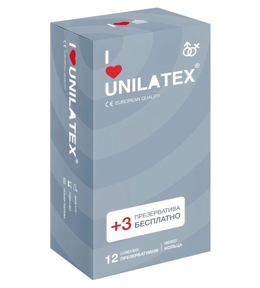 Презервативы UNILATEX ребристые (12 шт) (Цвет: телесный)