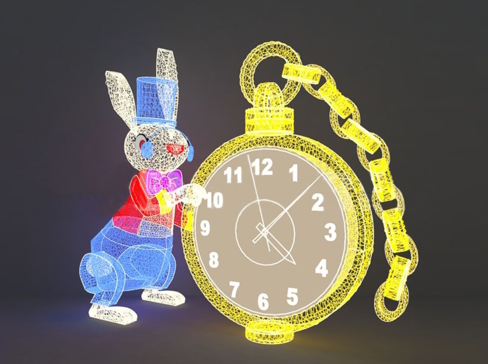 Светодиодная фигура "Кролик с часами"