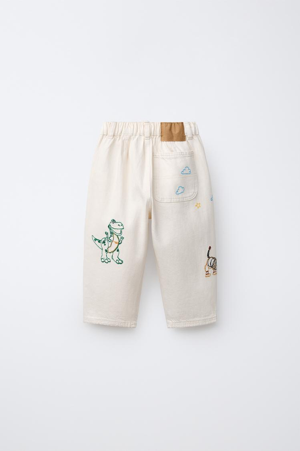 ZARA БРЮКИ ИЗ САРЖИ С ВЫШИВКОЙ TOY STORY © DISNEY PIXAR, ЭКРЮ