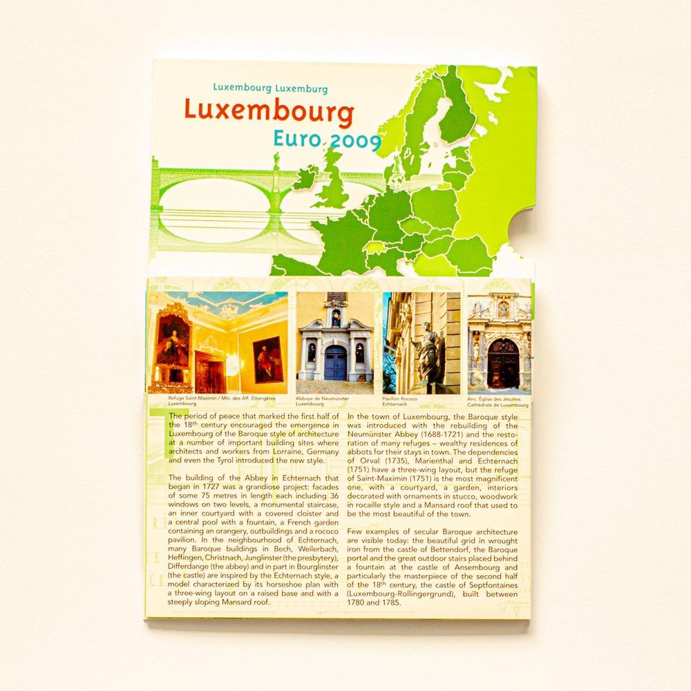 Luxembourg 2009 Year Set + 2 Euro "10th Anniversary of Economic and Monetary Union" & 2 Euro "90th Anniversary of Grand Duchess Charlotte's Accession to the Throne"